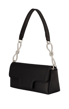 Multi Occasion OS / BLACK CALISSA CRYSTAL BOW BAG IN BLACK