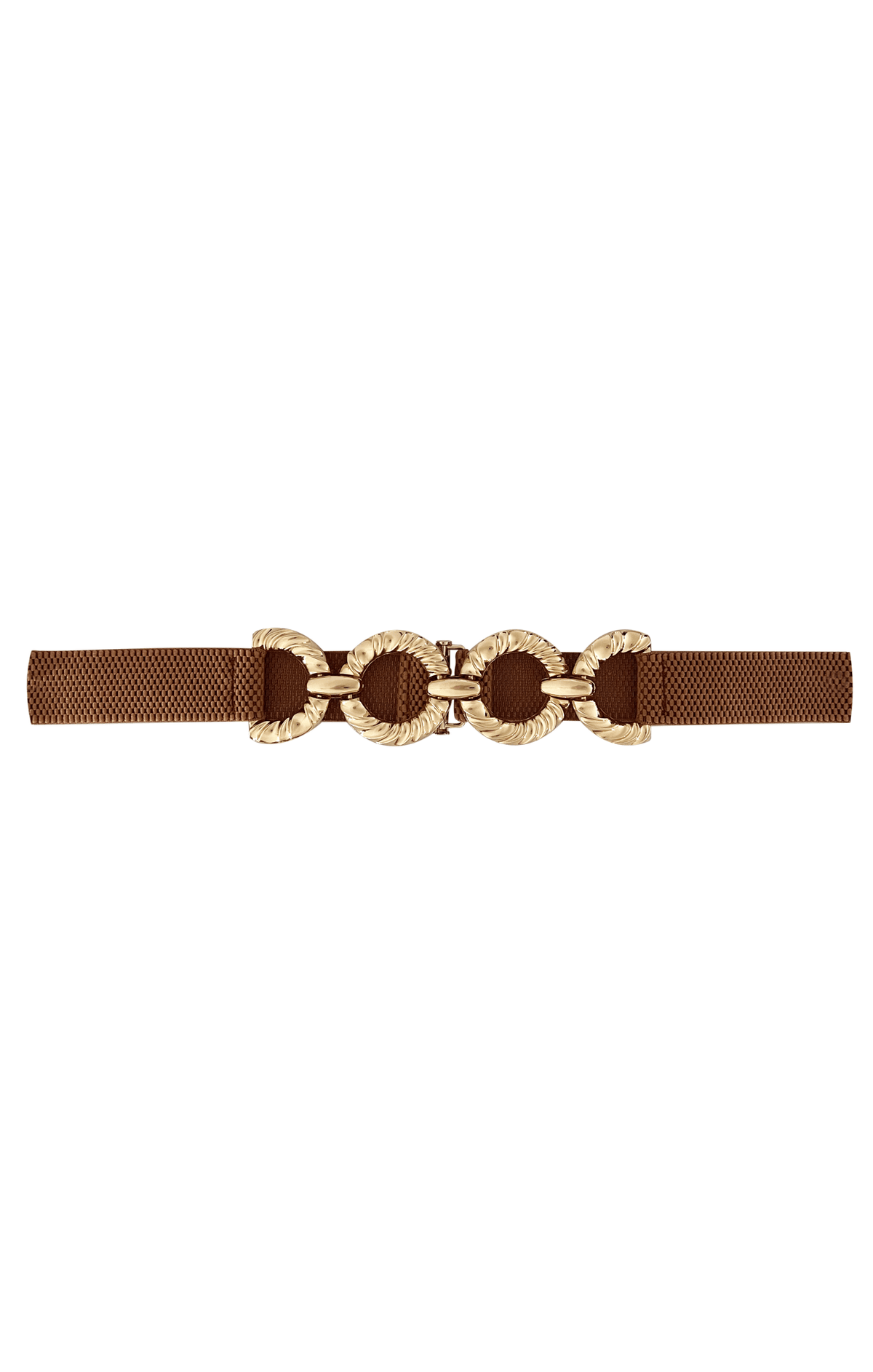 ACCESSORIES Belts OS / TAN CIRCLES PANEL FRONT STRETCH BELT IN TAN AND GOLD