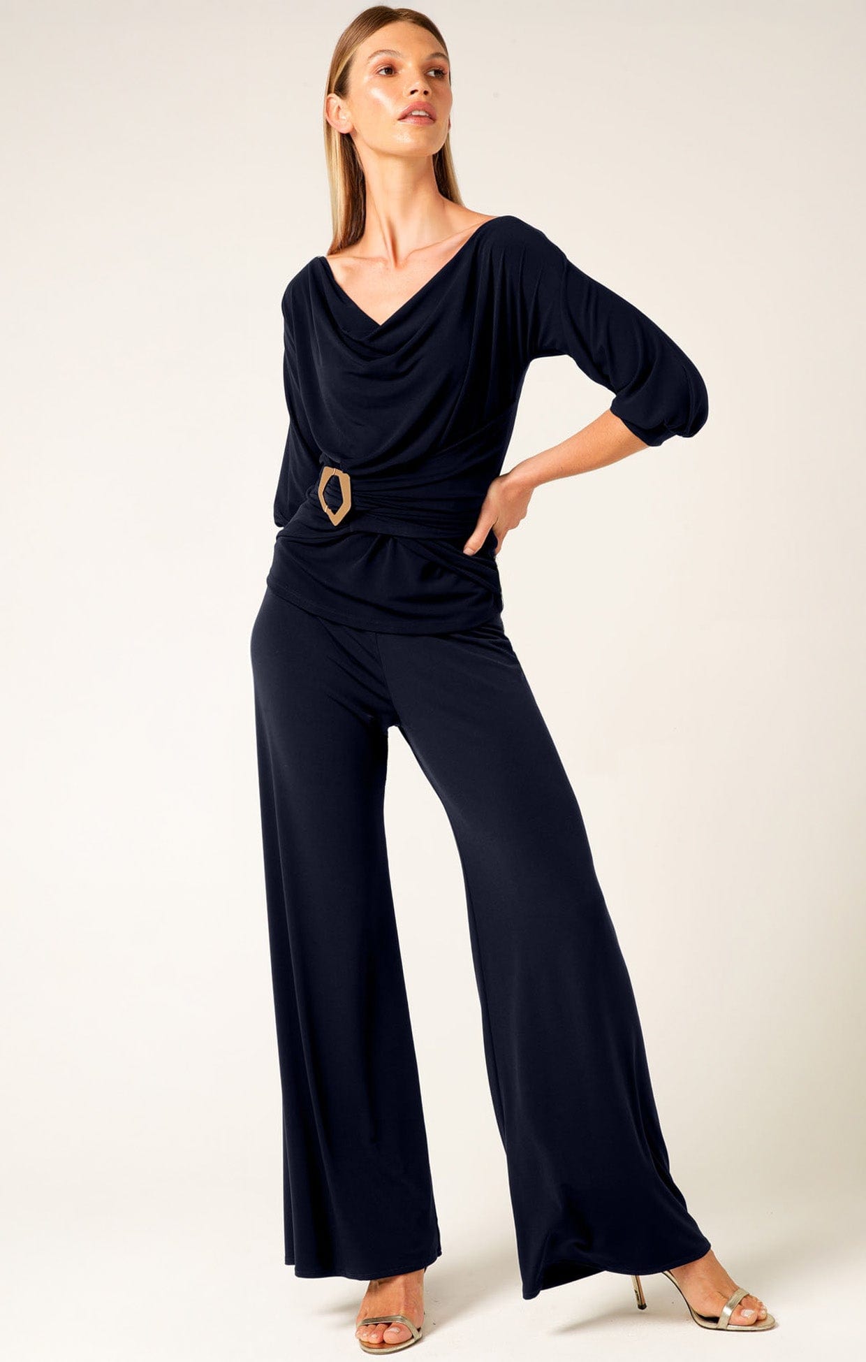 Cowl Tie Drape Top Black