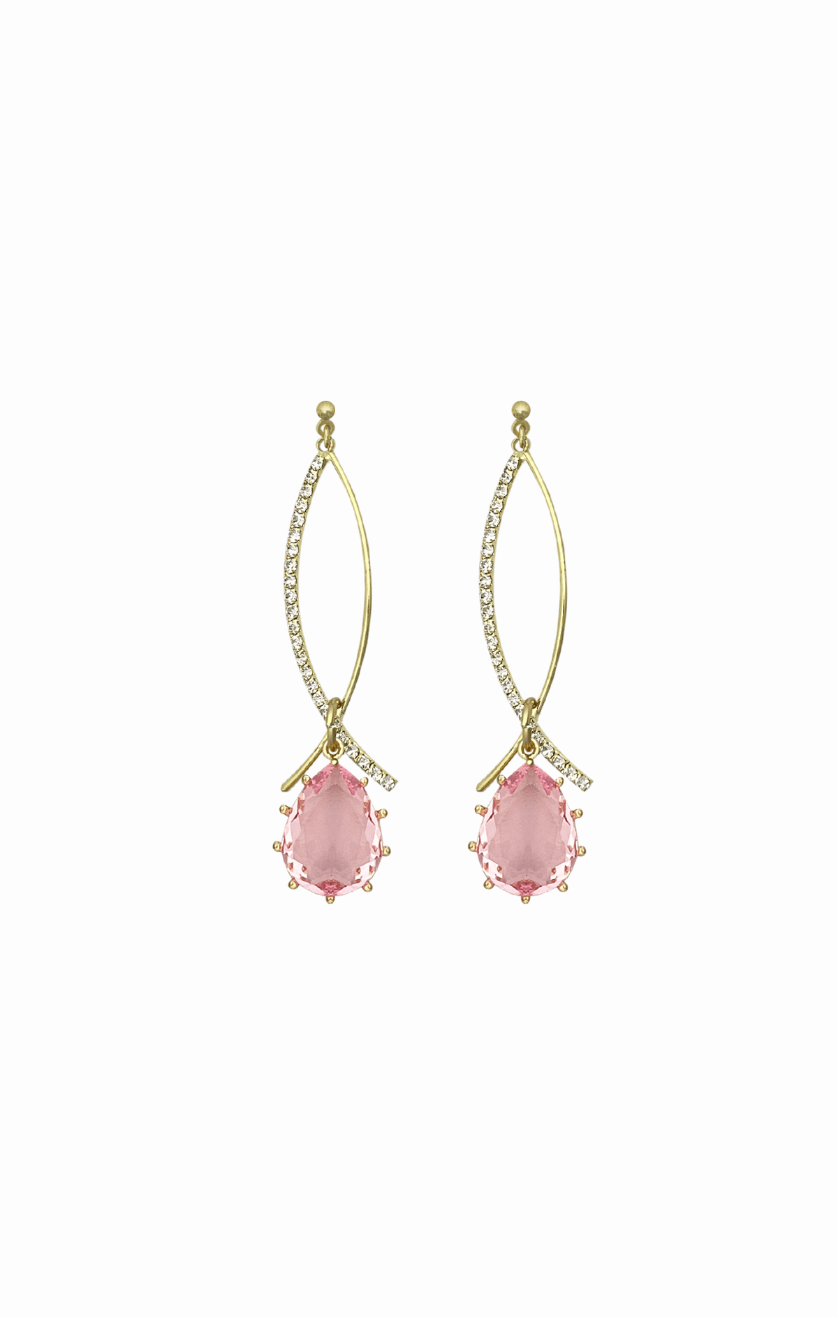 Earrings OS / PINK DAVINA DROP EARRING IN GOLD AND PINK