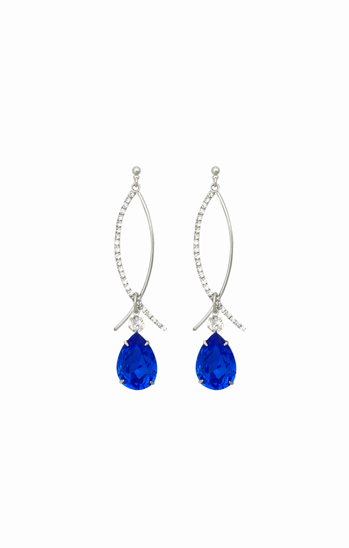 Earrings OS / BLUE DAVINA DROP EARRING IN SILVER AND SAPPHIRE