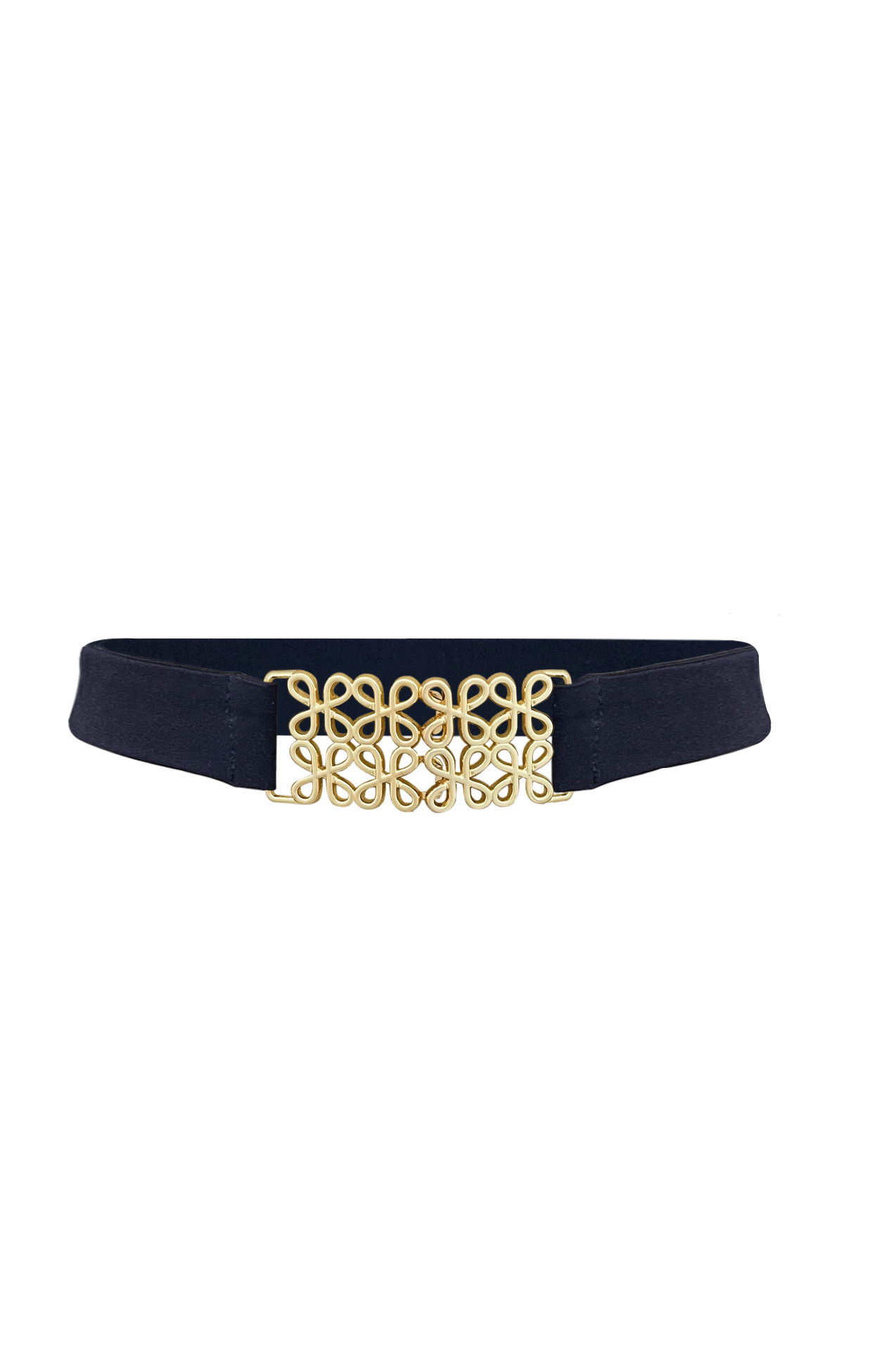 DECORATIVE CLASP BELT IN NAVY AND GOLD - Main Image