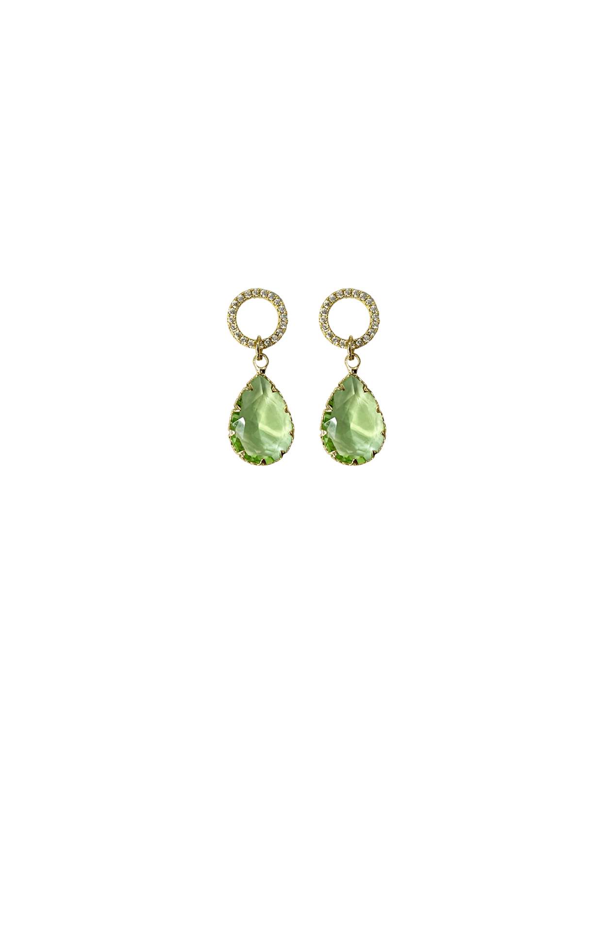 ACCESSORIES Earrings One Size / Green DIAMANTE DROPS IN GOLD AND PERIDOT