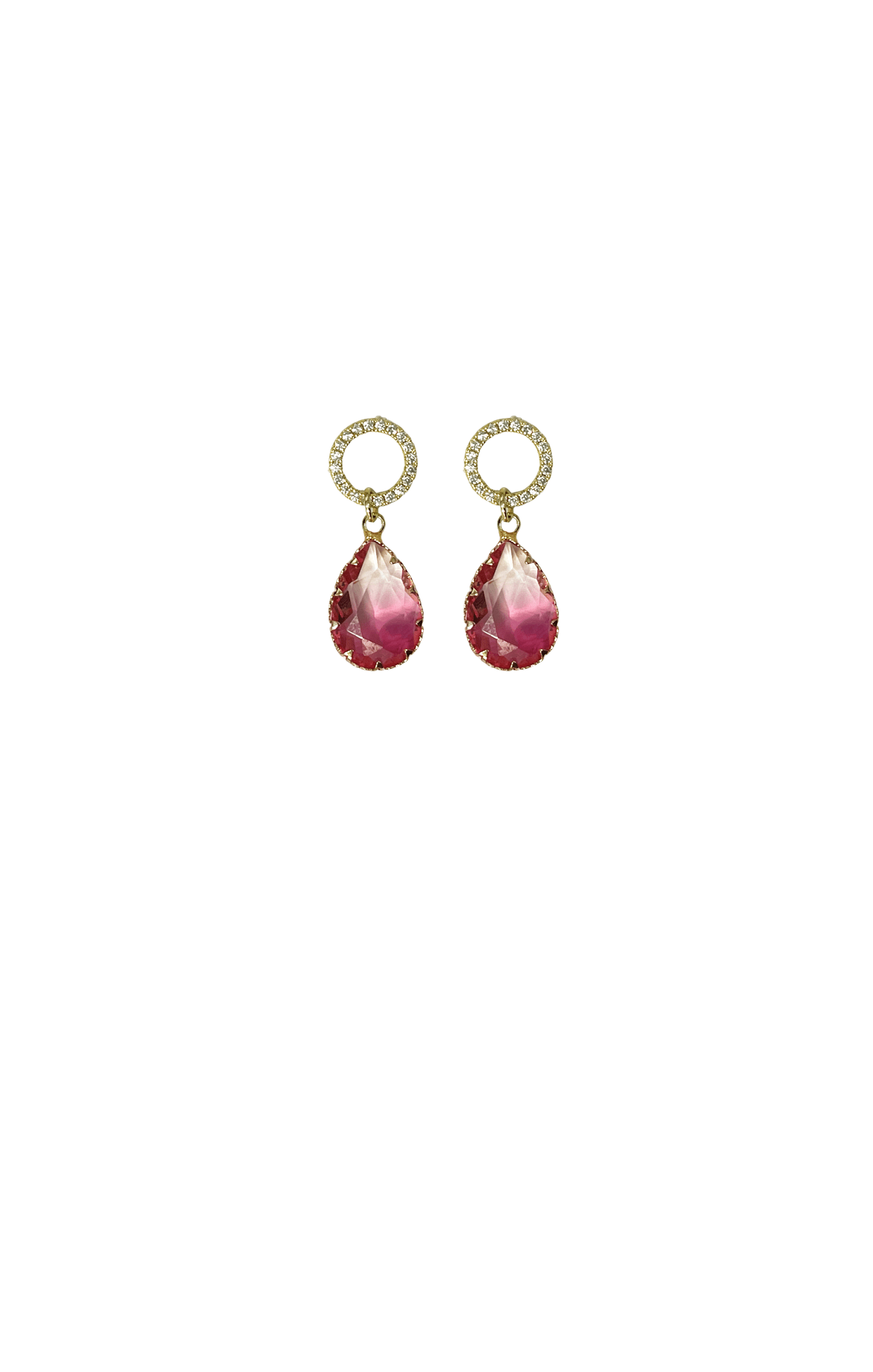 ACCESSORIES Earrings One Size / Pink DIAMANTE DROPS IN GOLD AND PINK OMBRE