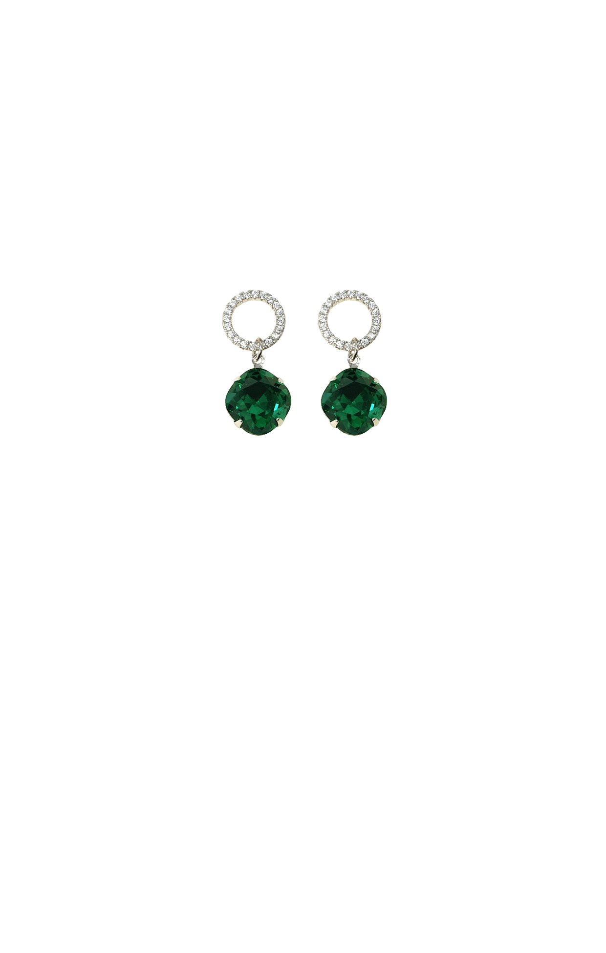 ACCESSORIES Earrings One Size / Green DIAMANTE HOOPS IN SILVER AND EMERALD