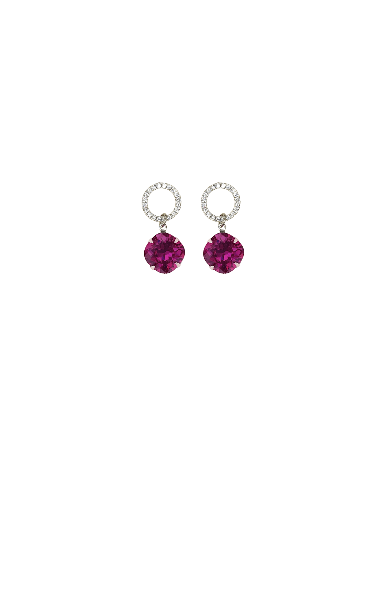 ACCESSORIES Earrings One Size / Pink DIAMANTE HOOPS IN SILVER AND FUCHSIA