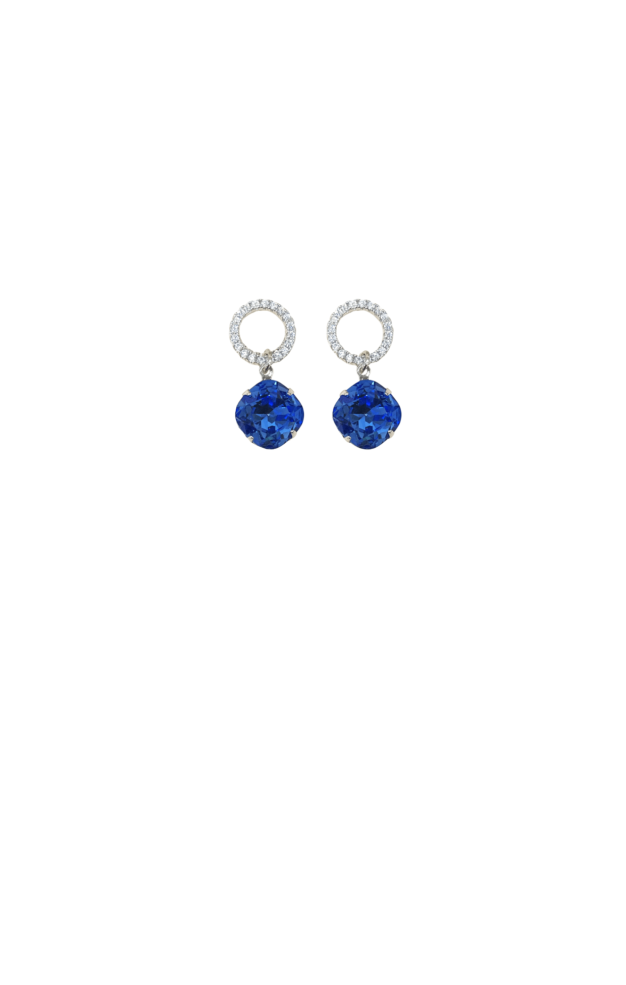 ACCESSORIES Earrings One Size / Blue DIAMANTE HOOPS IN SILVER AND SAPPHIRE