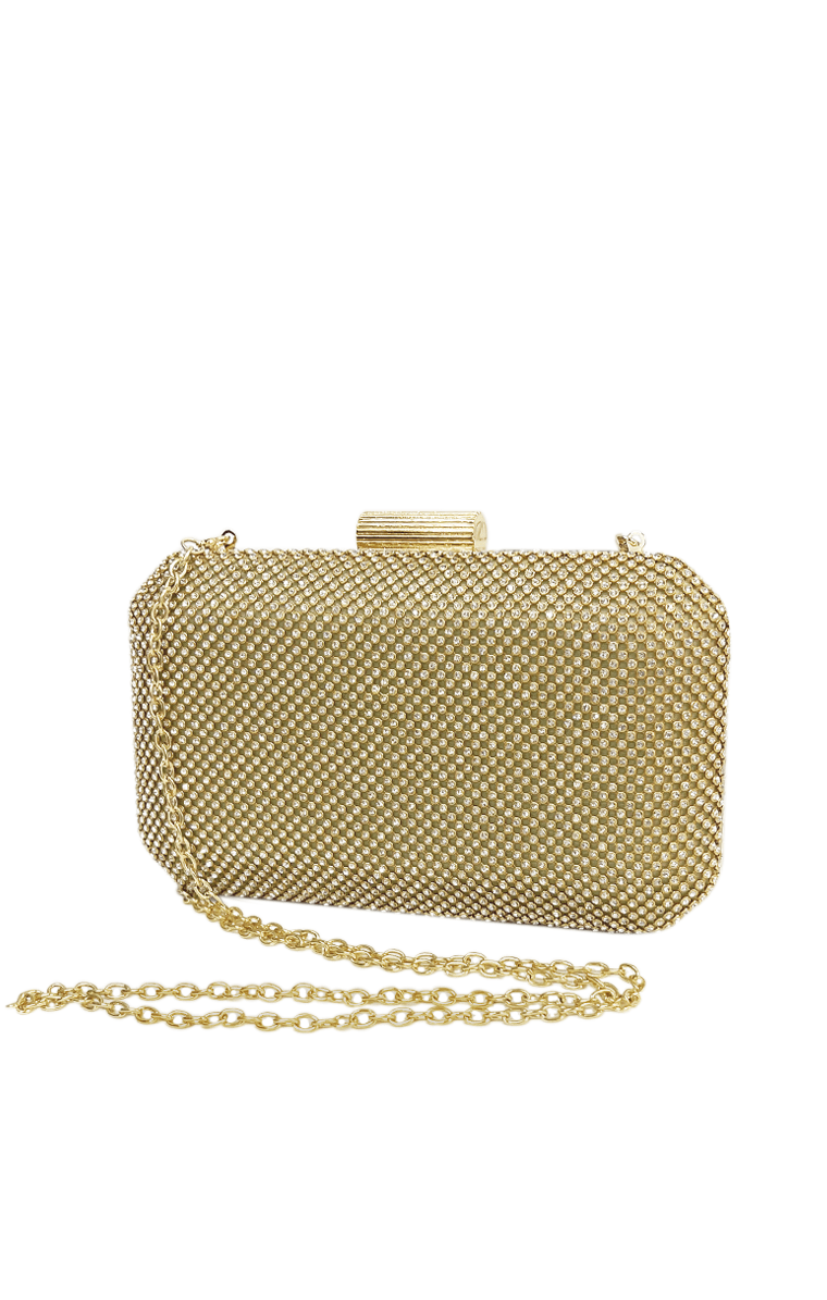 Diamante Mesh Structured Clutch Gold