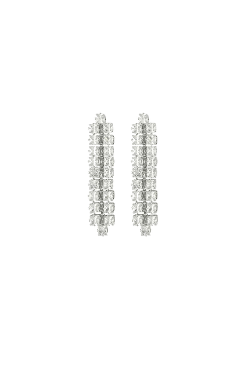 Earrings OS / SILVER DIAMANTE PANEL DROP EARRING IN SILVER