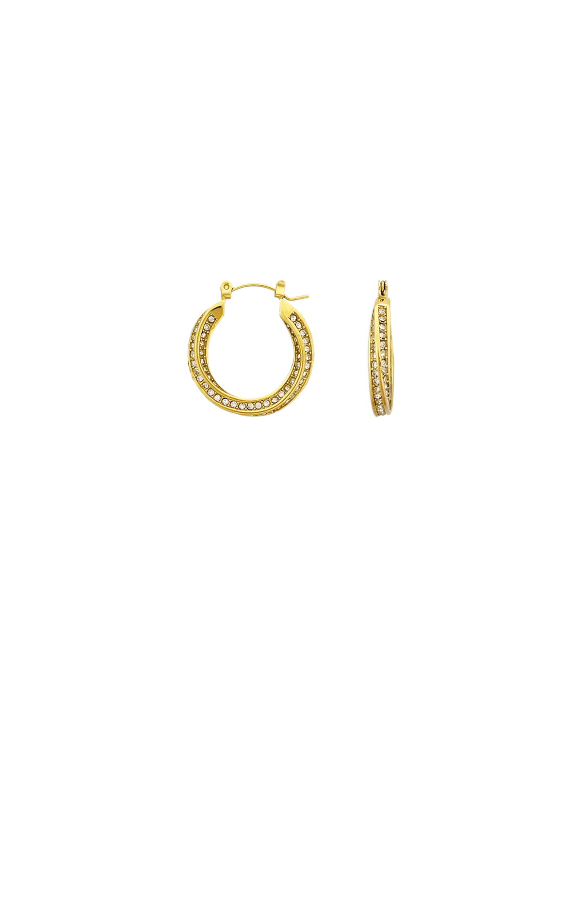 Earrings OS / GOLD DIAMANTE TWIST MINI HOOPS IN GOLD