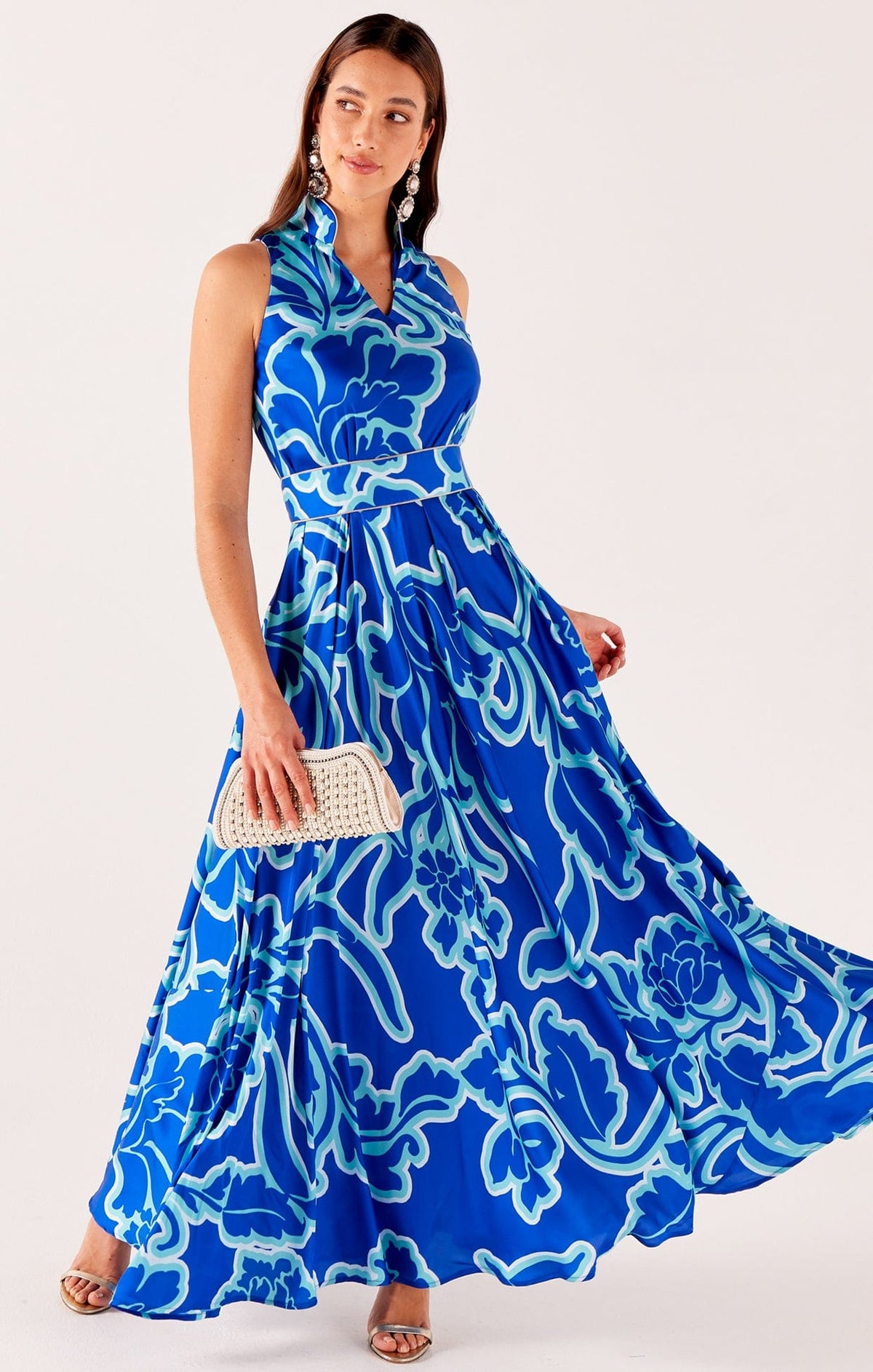 Dresses Events EMPRESS MAXI IN AZURE BLUE FLORAL