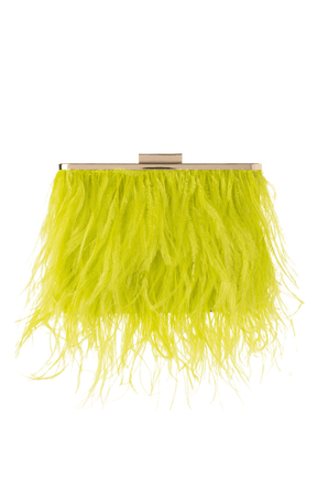 ACCESSORIES Bags Clutches One Size / Green ESTELLE FEATHER CLUTCH IN CHARTREUSE