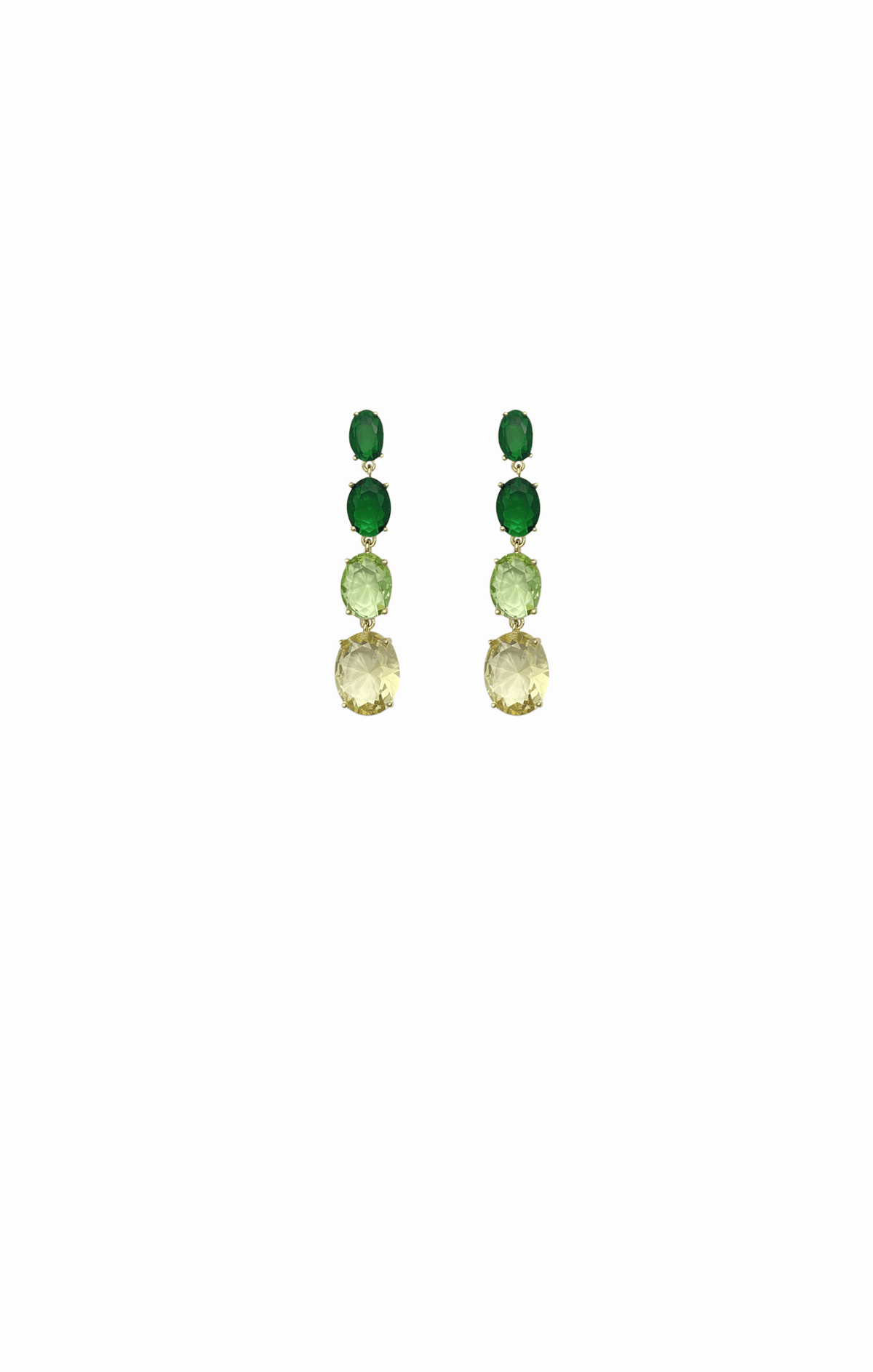 Earrings OS / GREEN GRADUATED JEWEL EARRING IN GREEN MULTI