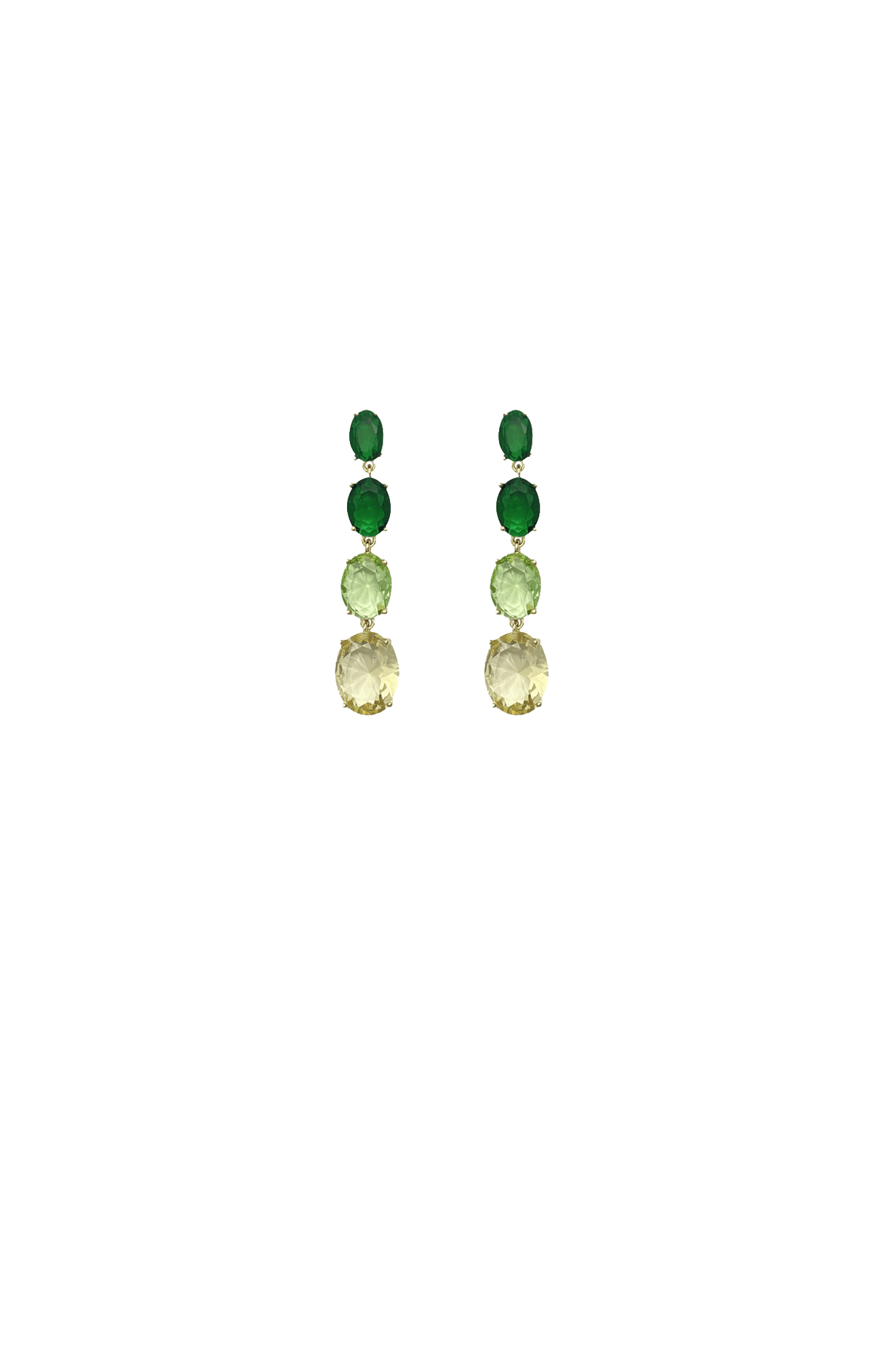 Earrings OS / GREEN GRADUATED JEWEL EARRING IN GREEN MULTI