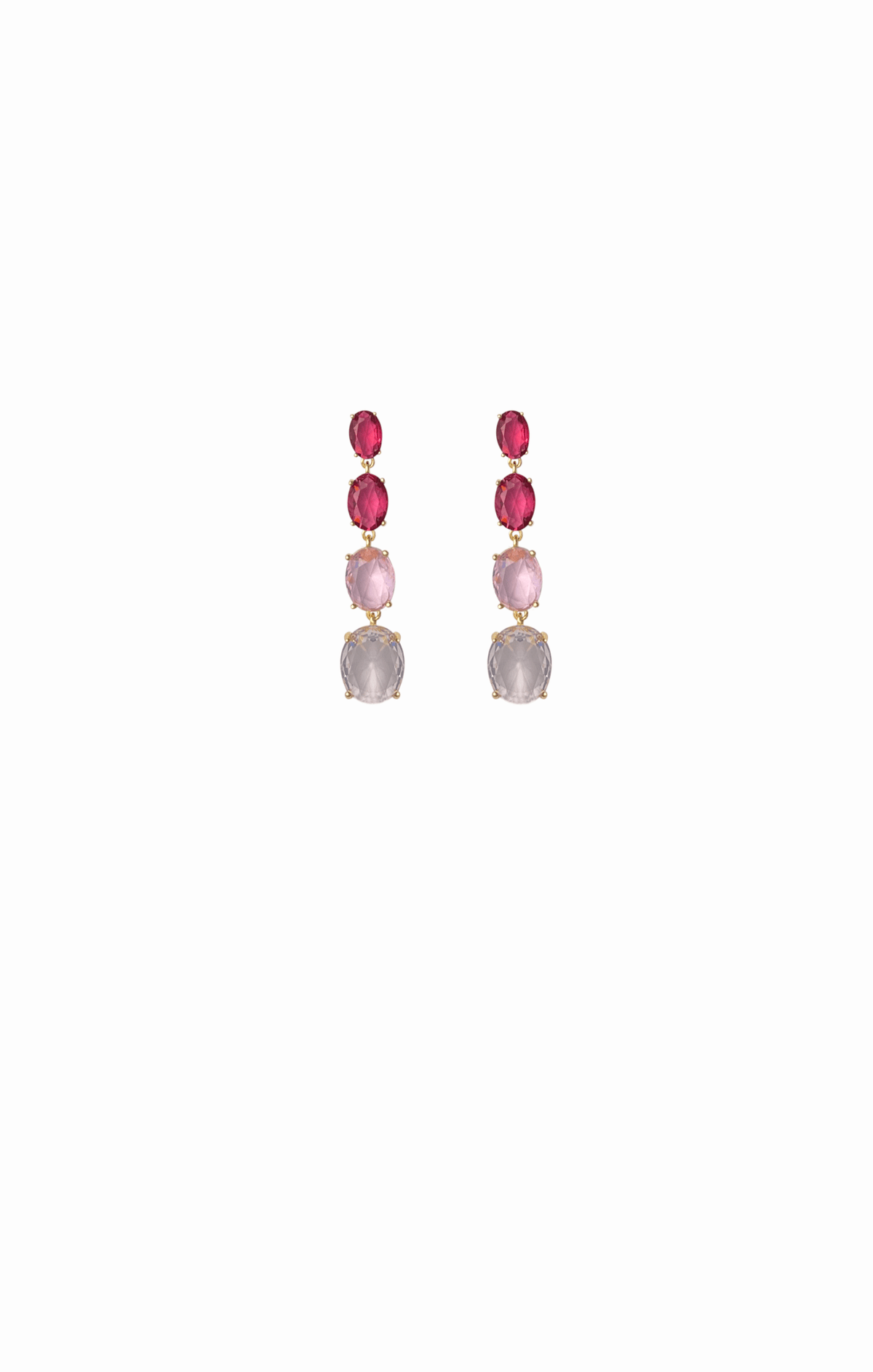 Earrings OS / PINK GRADUATED JEWEL EARRING IN PINK MULTI