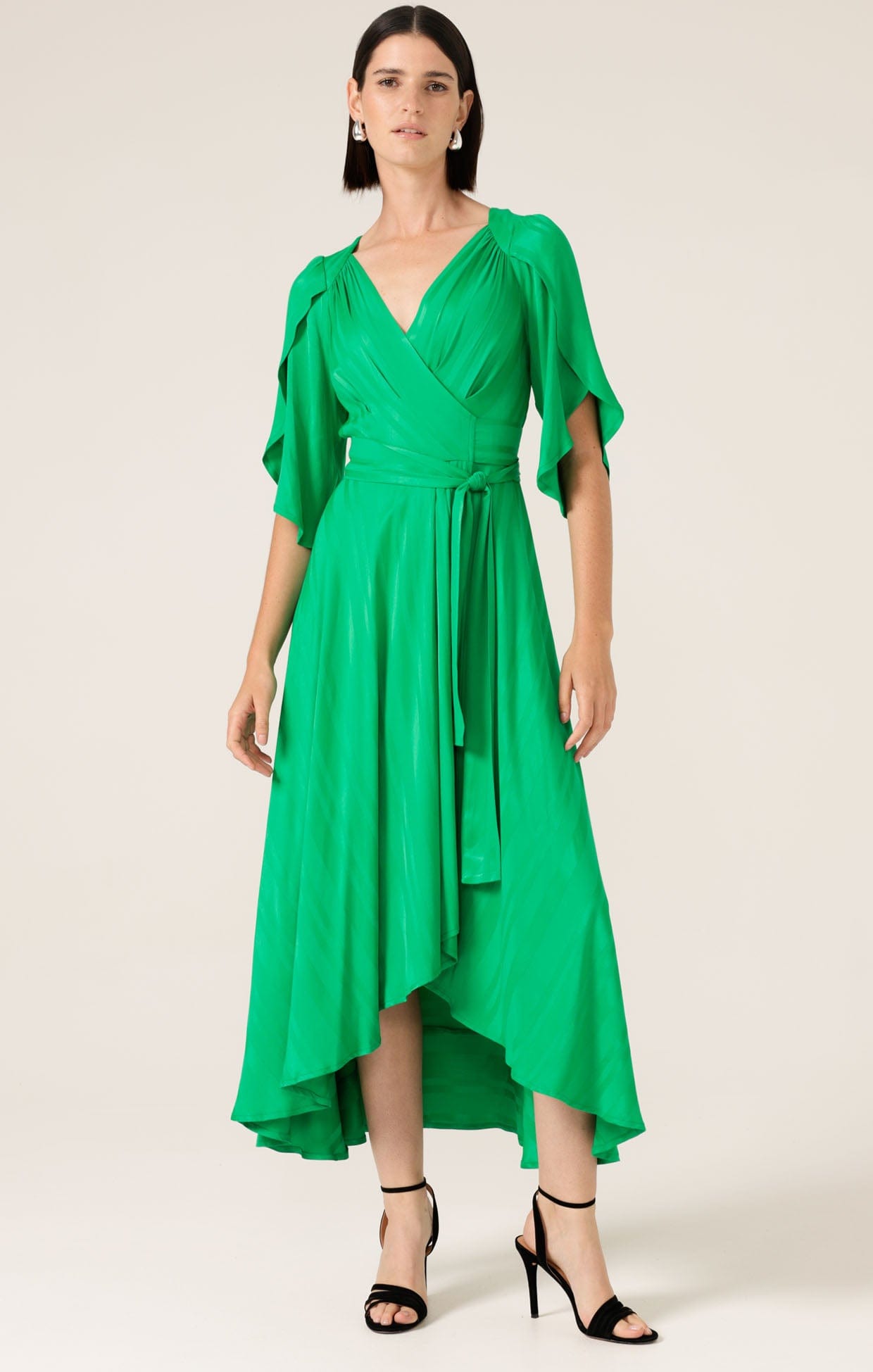 Dresses Events HANWORTH HOUSE WRAP DRESS IN APPLE GREEN