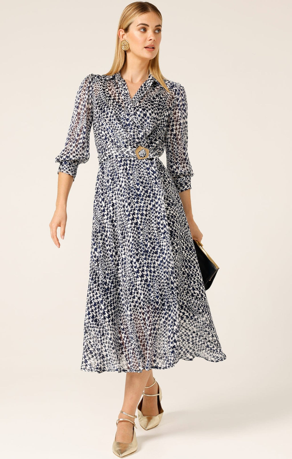 V Neck Herringbone Dress main image 1