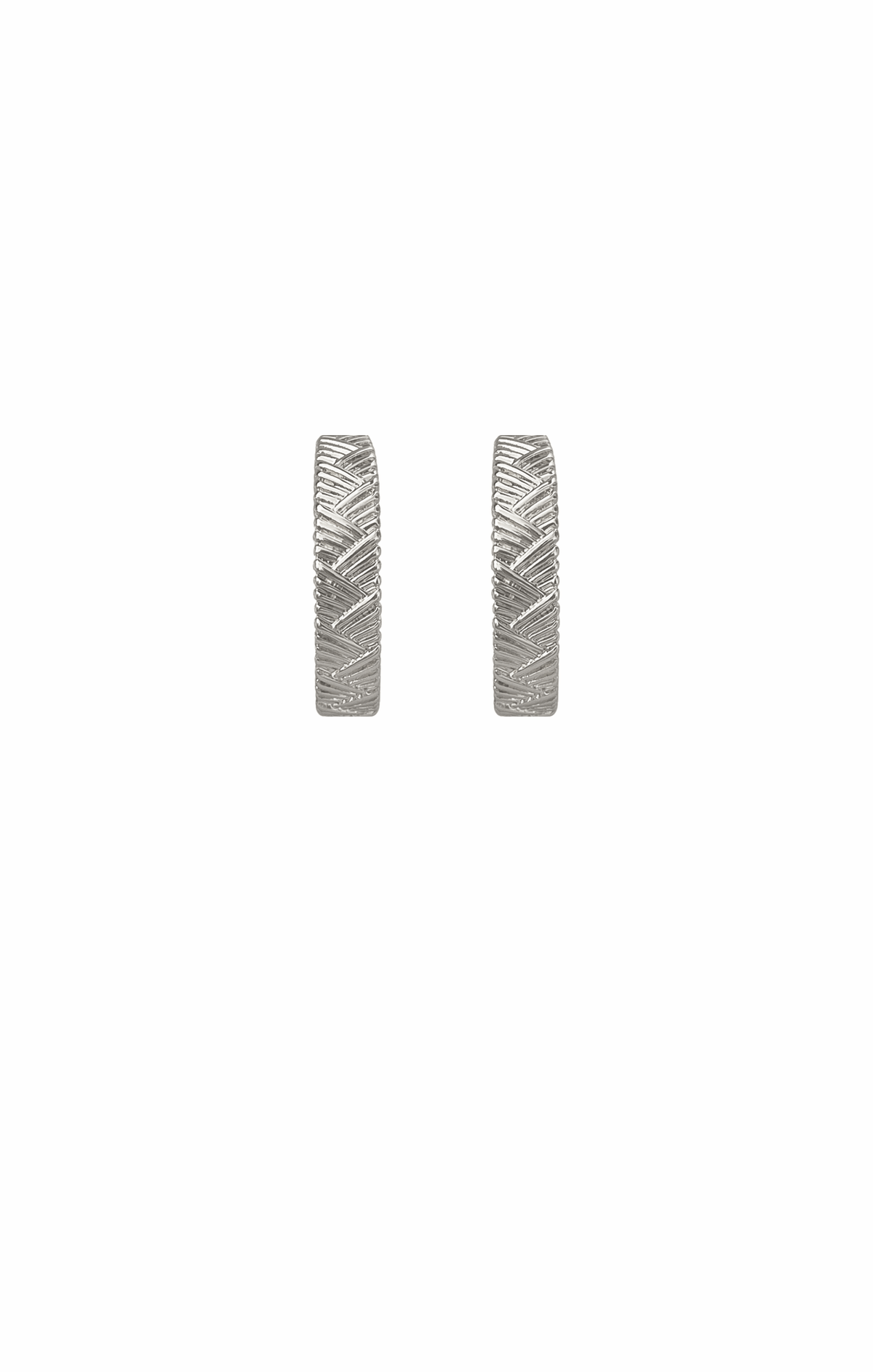 Multi Occasion OS / SILVER HERRINGBONE EVENT HOOPS IN SILVER