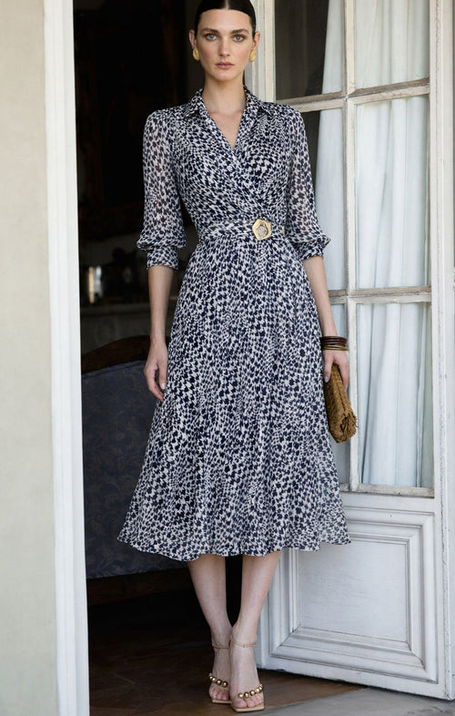 Dresses HERRINGBONE DRESS IN NAVY WHITE CHECK