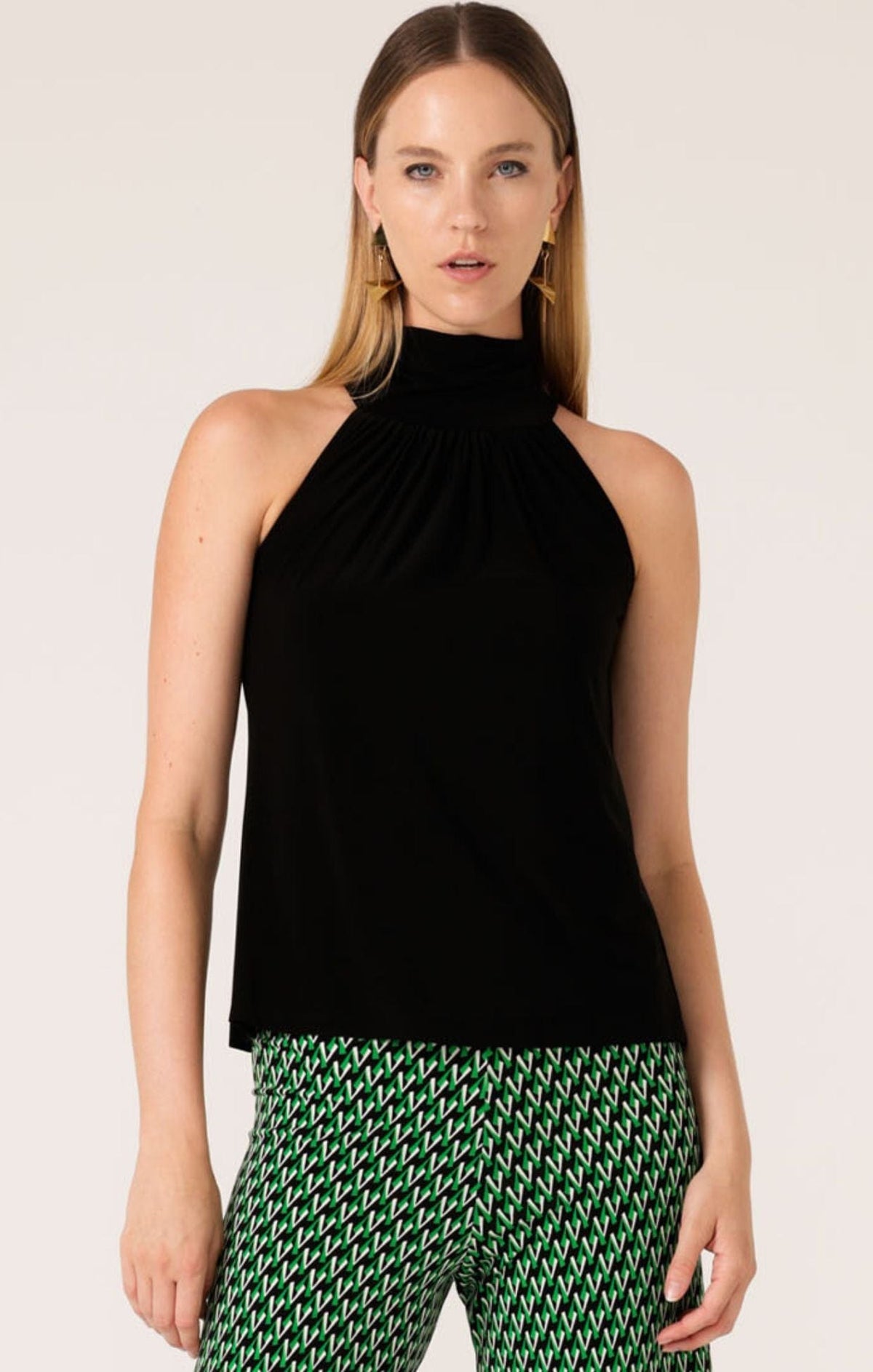 High Neck Top - Tops Multi Occasion HIGH NECK TIE TOP IN BLACK