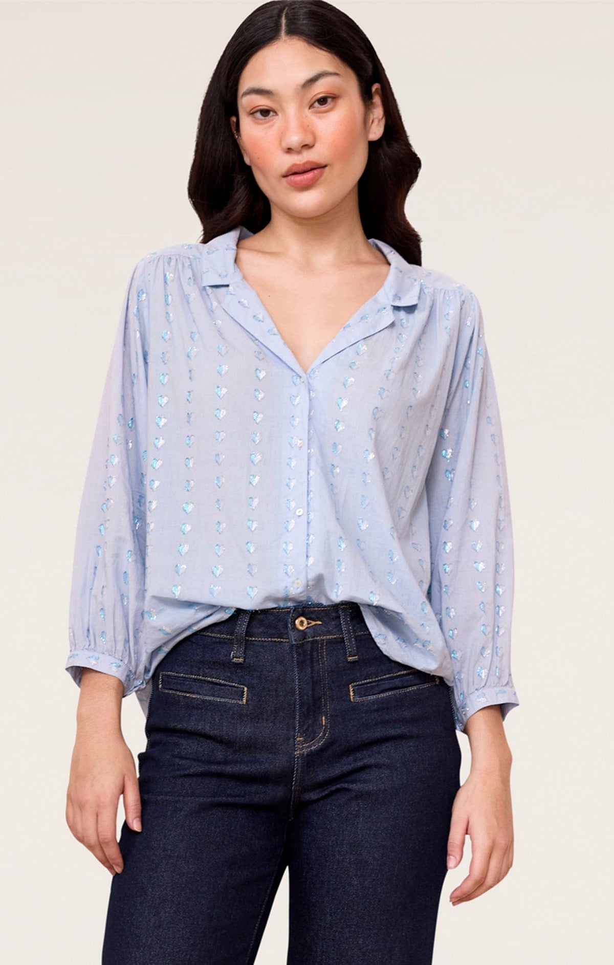 Tops INA HEART BLOUSE IN BLUE