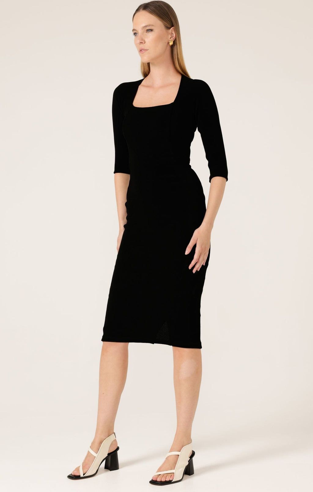 Iris Dress 3/4 Sleeve in Black