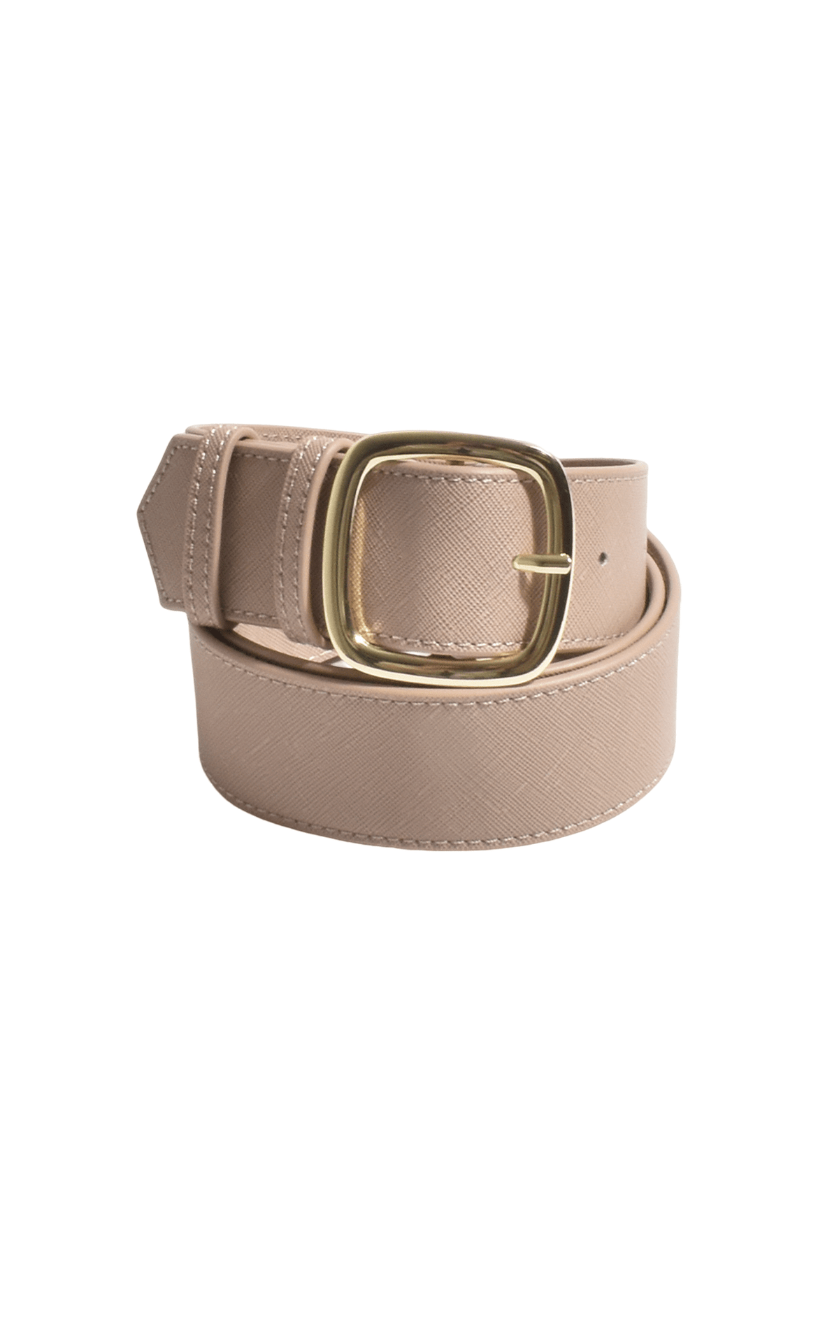 Belts OS / CAMEL JADE TEXTURED SQUARE BUCKLE BELT IN TAUPE