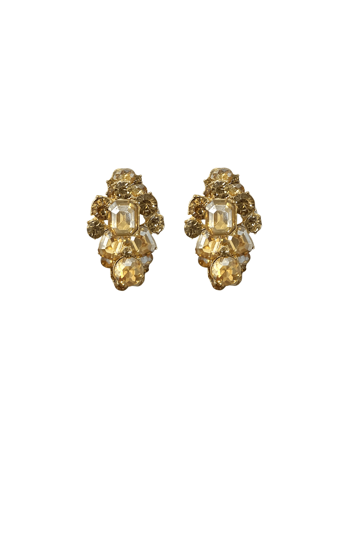 ACCESSORIES Earrings One Size / Neutral JEWELLED CLUSTER STATEMENT EARRINGS IN CHAMPAGNE AND GOLD