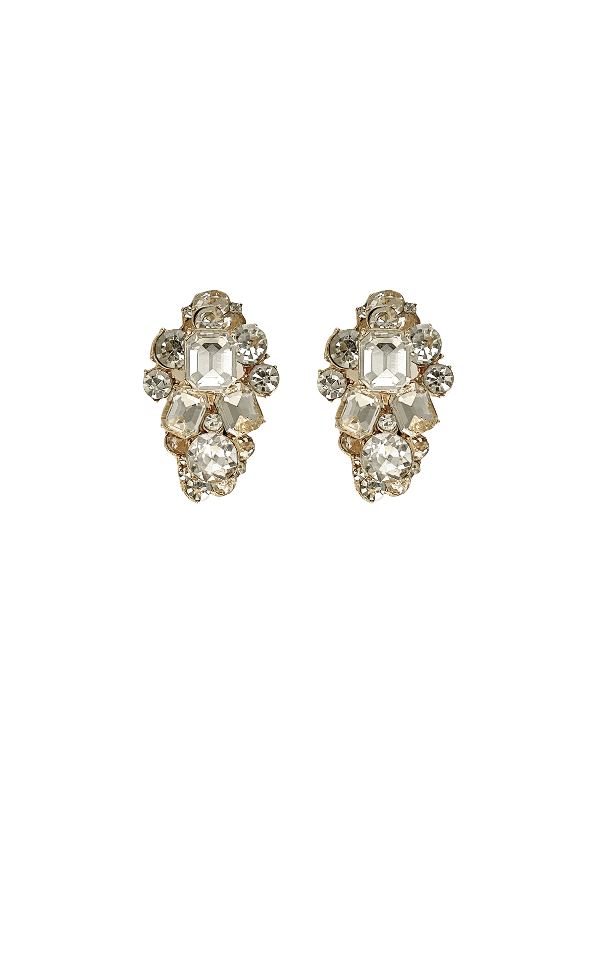 ACCESSORIES Earrings One Size / Neutral JEWELLED CLUSTER STATEMENT EARRINGS IN CRYSTAL AND GOLD