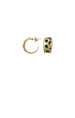 Multi Occasion OS / GOLD JOSIE JEWEL HOOPS IN BLACK AND GOLD