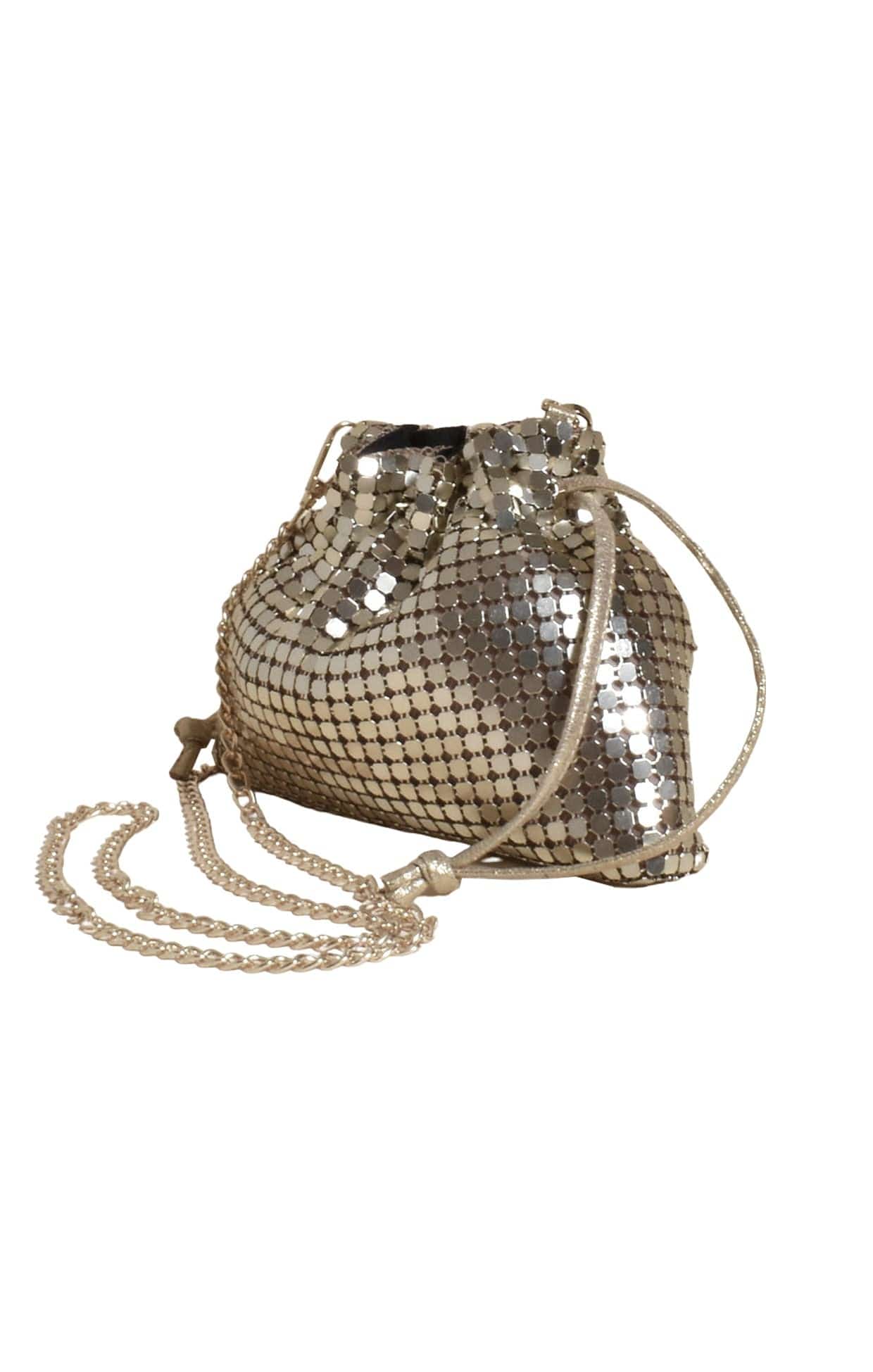 ACCESSORIES Bags Clutches One Size / Neutral KENZIE DRAWSTRING MESH EVENT BAG IN GOLD