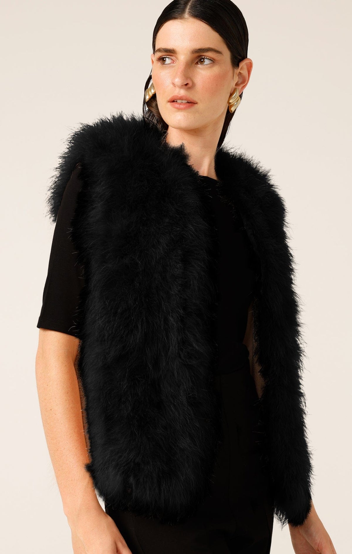 Jackets LUXE FEATHER VEST IN BLACK
