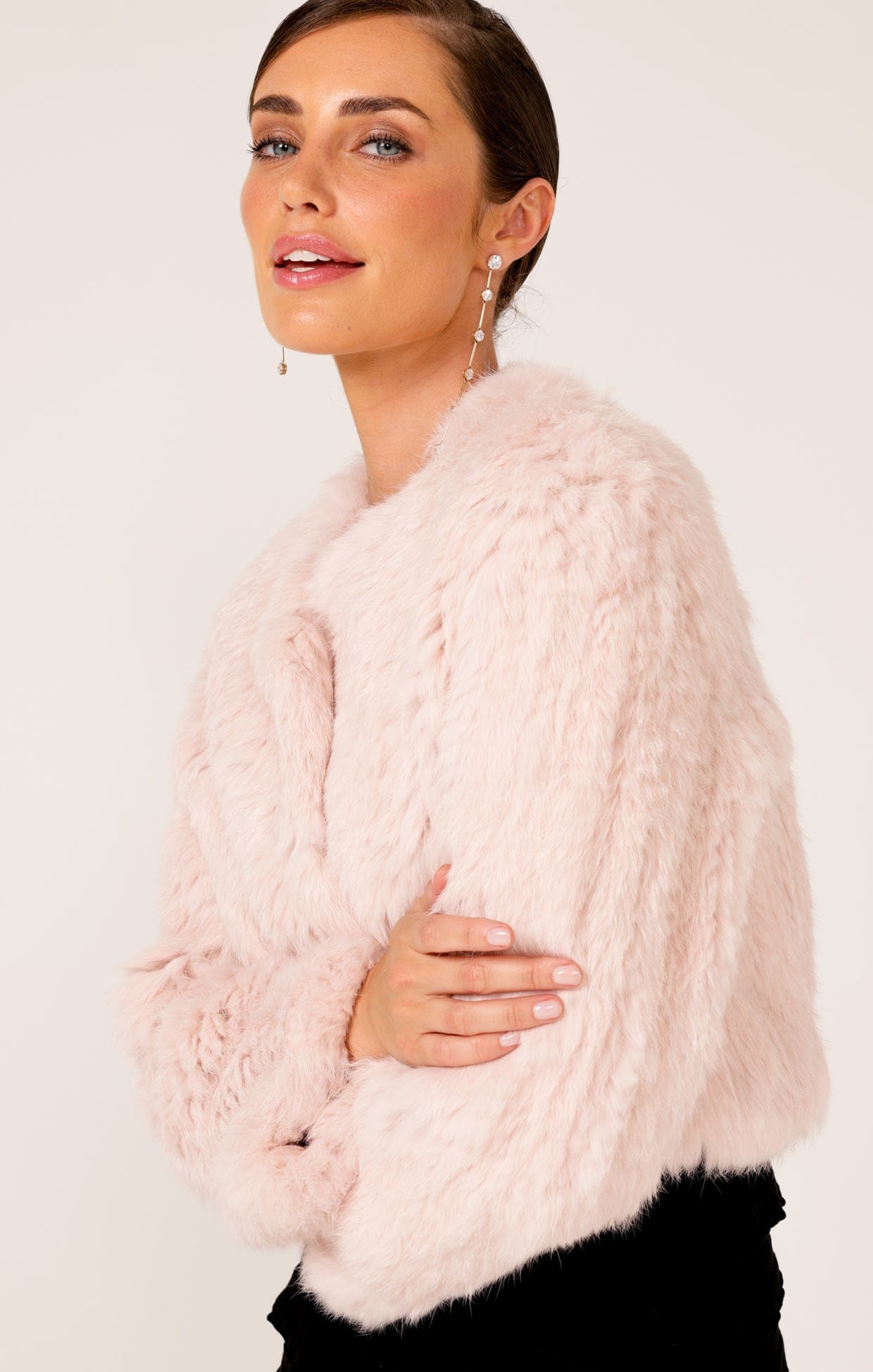 Jackets Multi Occasion LUXE FUR JACKET IN BABY PINK