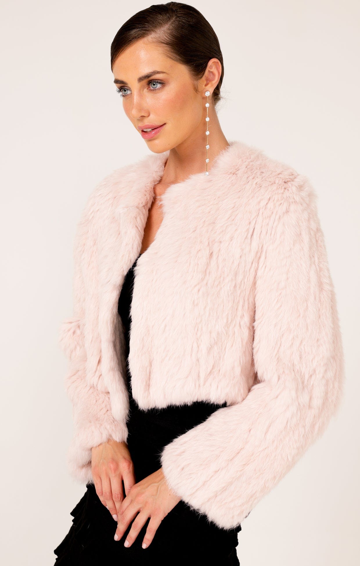 Jackets Multi Occasion LUXE FUR JACKET IN BABY PINK
