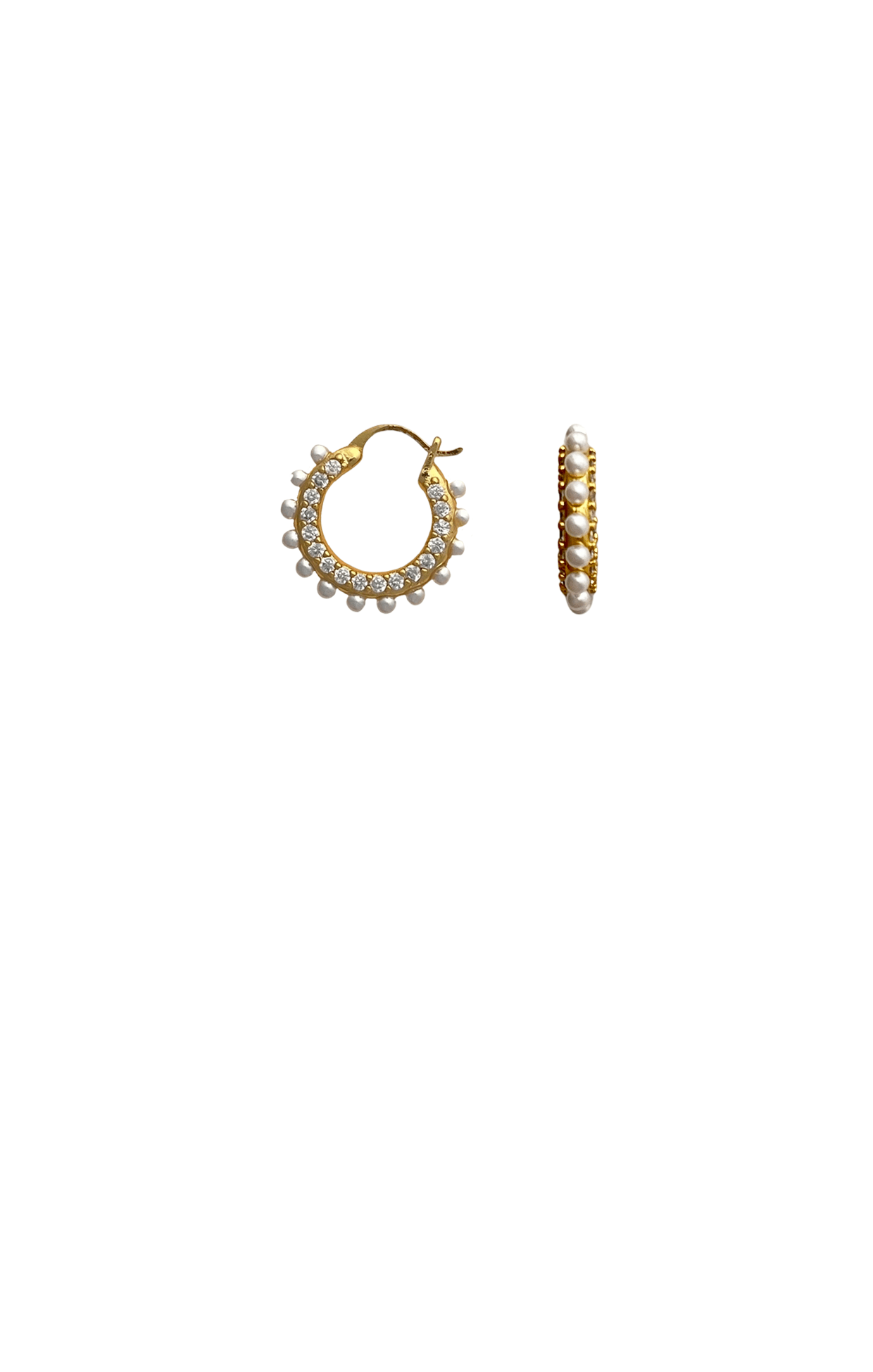 Multi Occasion OS / NEUTRAL MADDIE MINI PEARL HOOPS IN IN GOLD