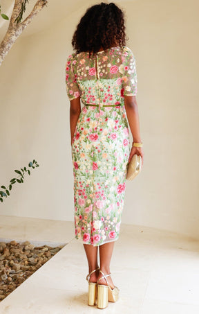 Dresses Events MADEMOISELLE DRESS IN PINK GREEN FLOWER