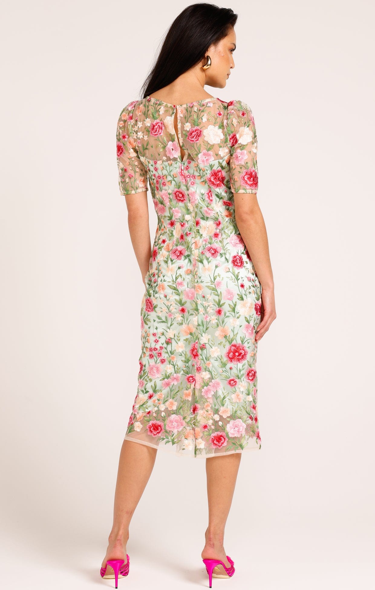 Dresses Events MADEMOISELLE DRESS IN PINK GREEN FLOWER