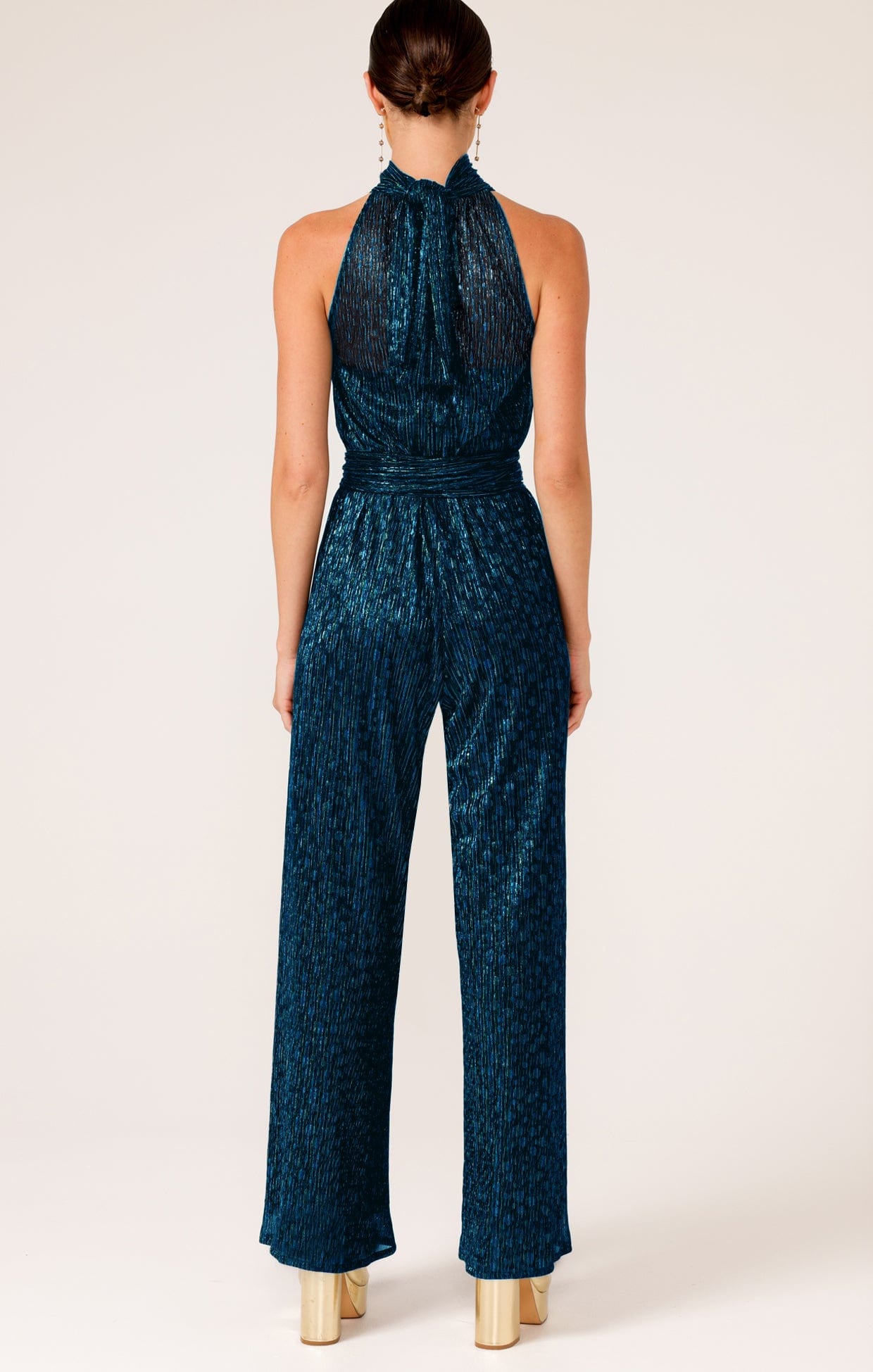 Jumpsuits Events MARBLE SKY JUMPSUIT IN TURQUOISE LUREX