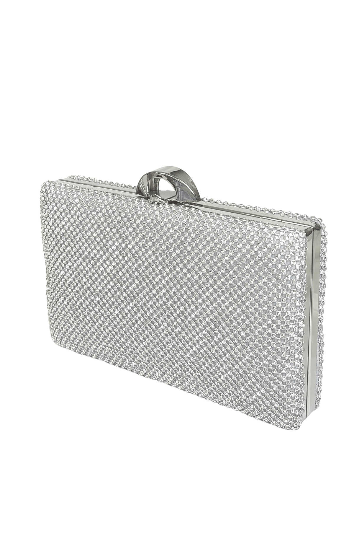ACCESSORIES Bags Clutches One Size / Neutral MARIAH DIAMANTE STRUCTURED CLUTCH IN SILVER
