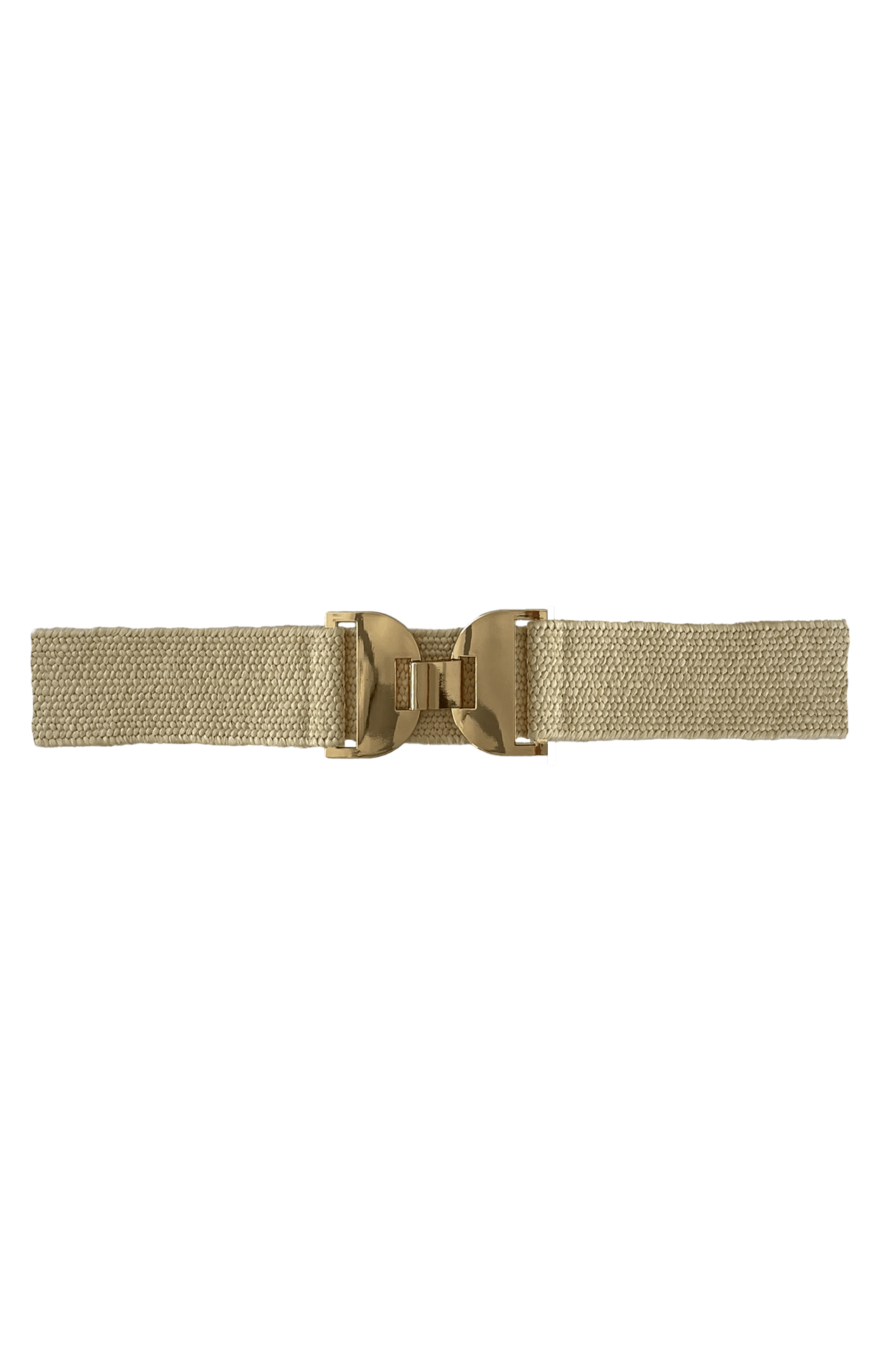 Belts OS / NEUTRAL METAL CLASP FRONT STRETCH BELT IN CREAM