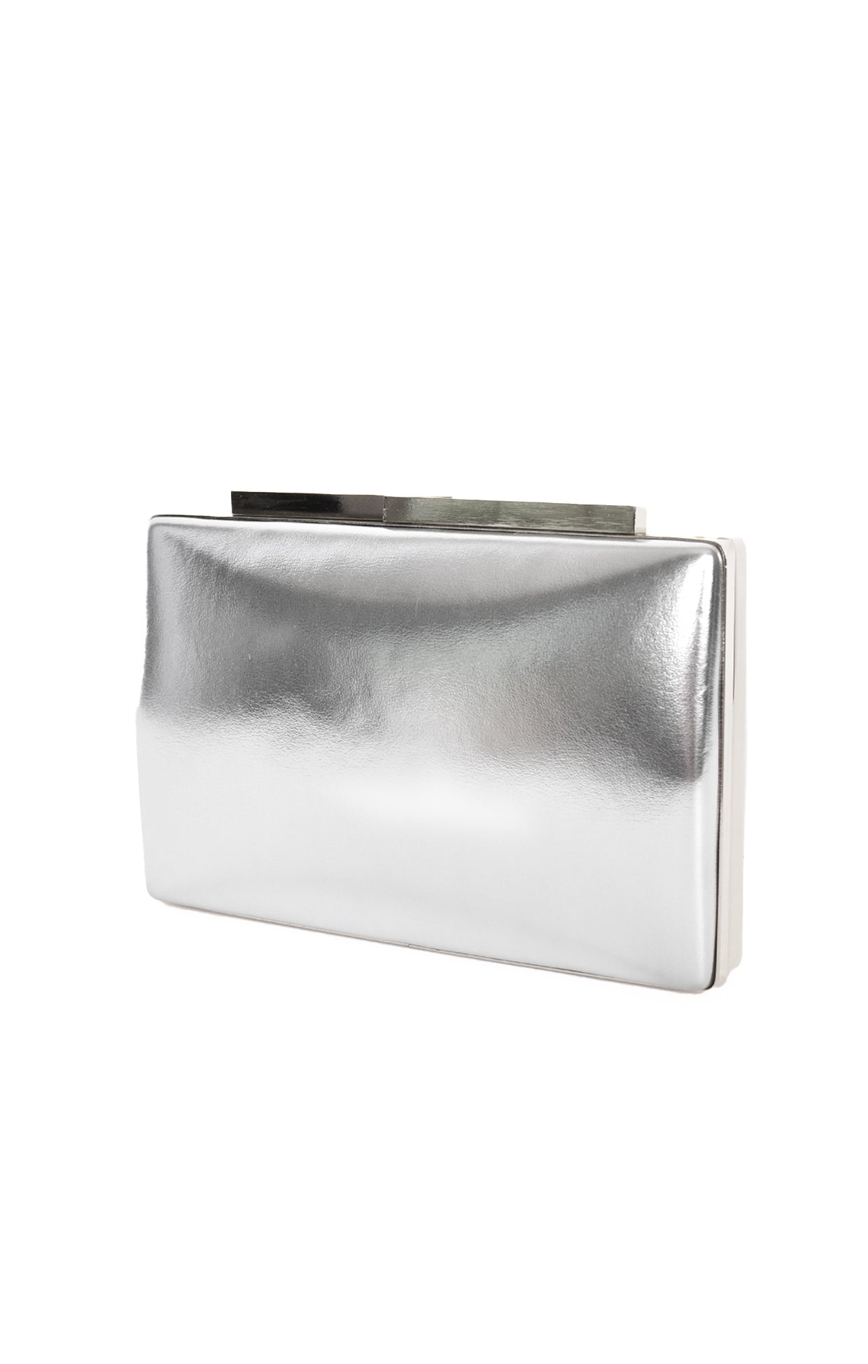 ACCESSORIES Bags Clutches One Size / Neutral METALLIC STRUCTURED CLUTCH IN SILVER