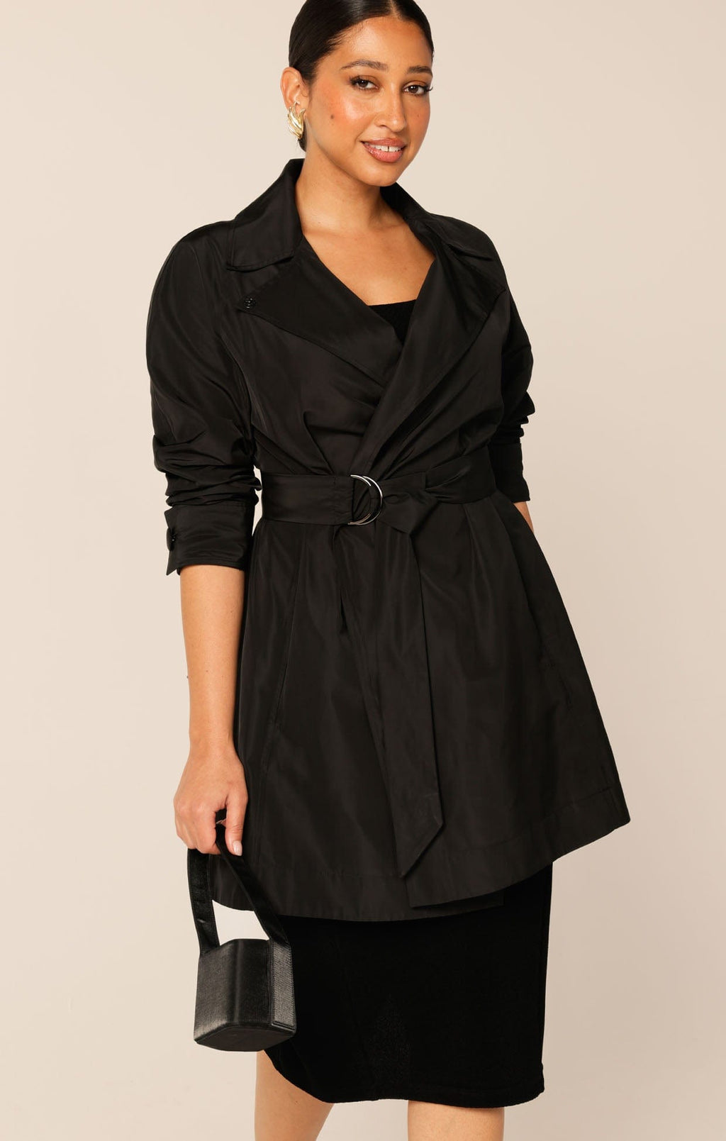 Black waterproof trench coat main image 1