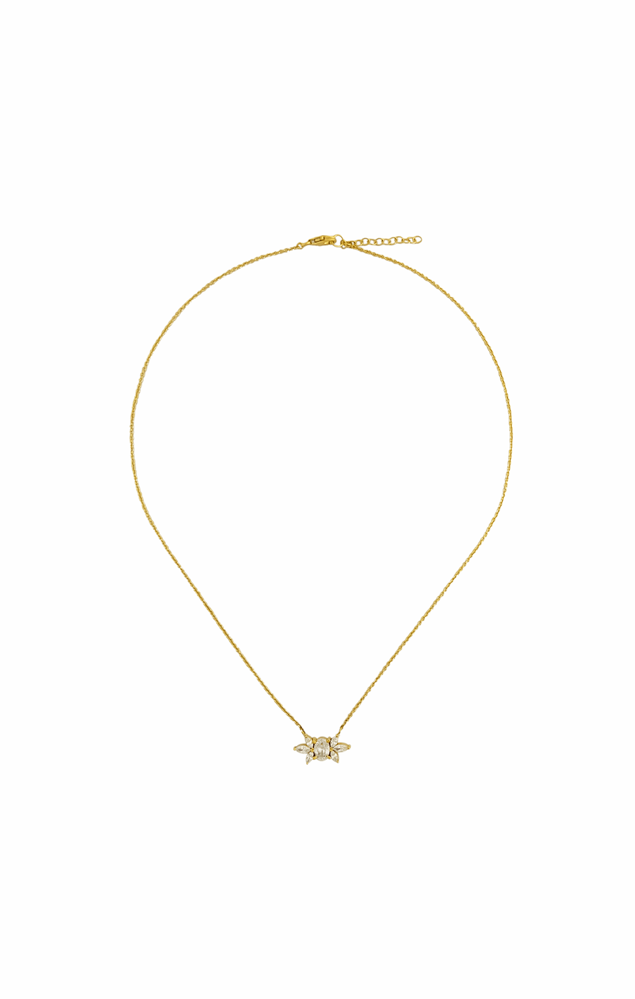Oval & Marquise Pendant Necklace (Gold)