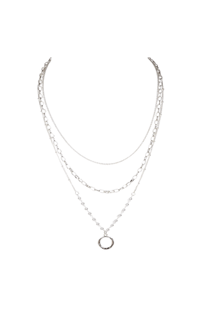 ACCESSORIES Necklaces One Size / Neutral PEARL MULTI CHAIN PENDANT NECKLACE IN SILVER