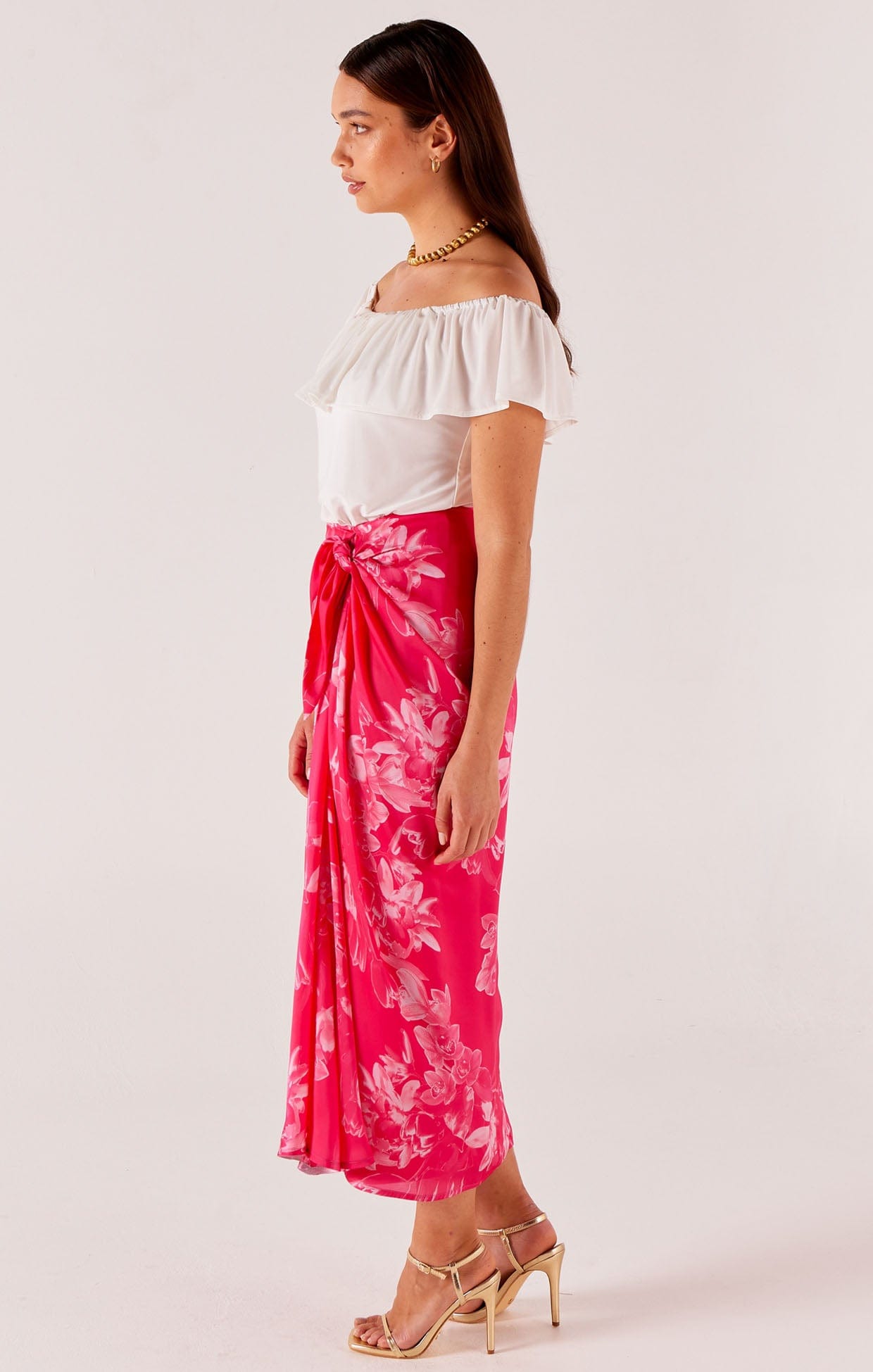 Skirts Events PINK ORCHID SKIRT IN HOT PINK FLORAL