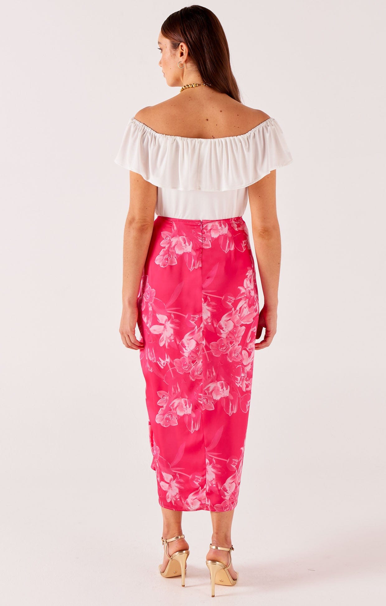 Skirts Events PINK ORCHID SKIRT IN HOT PINK FLORAL