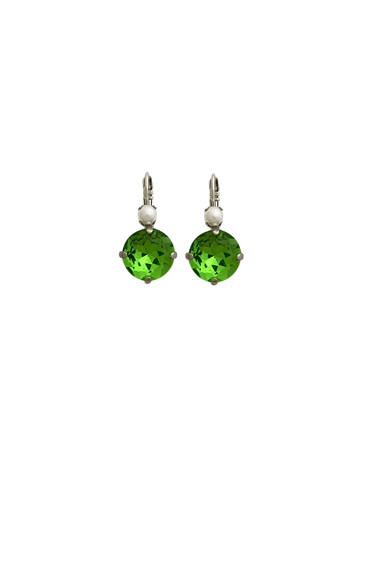 Multi Occasion OS / GREEN PRAGUE EARRING (RHODIUM) IN PEARL AND FERN