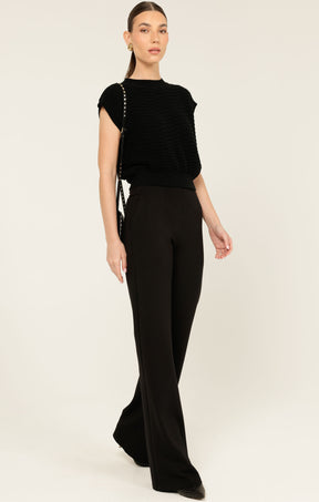 BUBBLE KNIT TOP IN BLACK