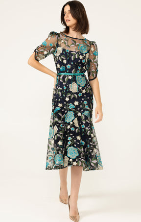 CARDELINA DRESS IN NAVY AQUA