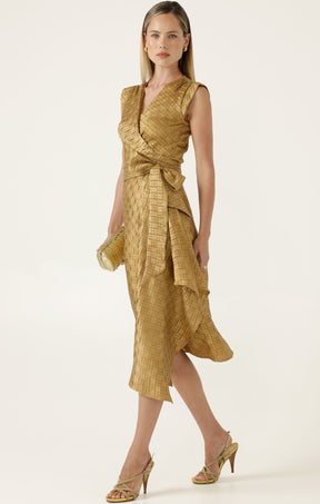 CROWN WRAP DRESS IN GOLD